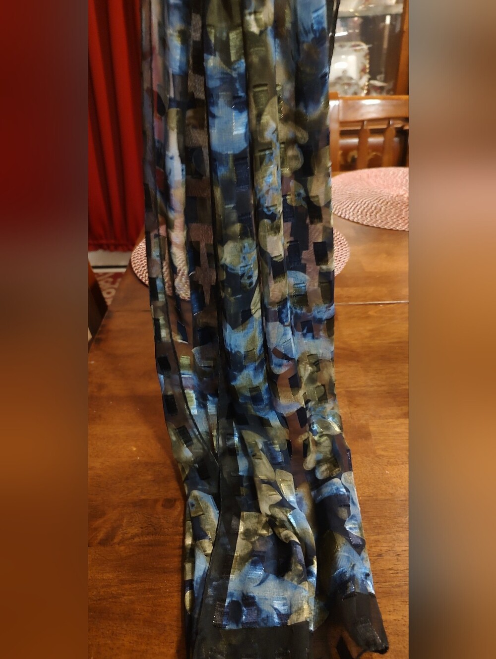 Blue and Black Patterned Pretty Scarf